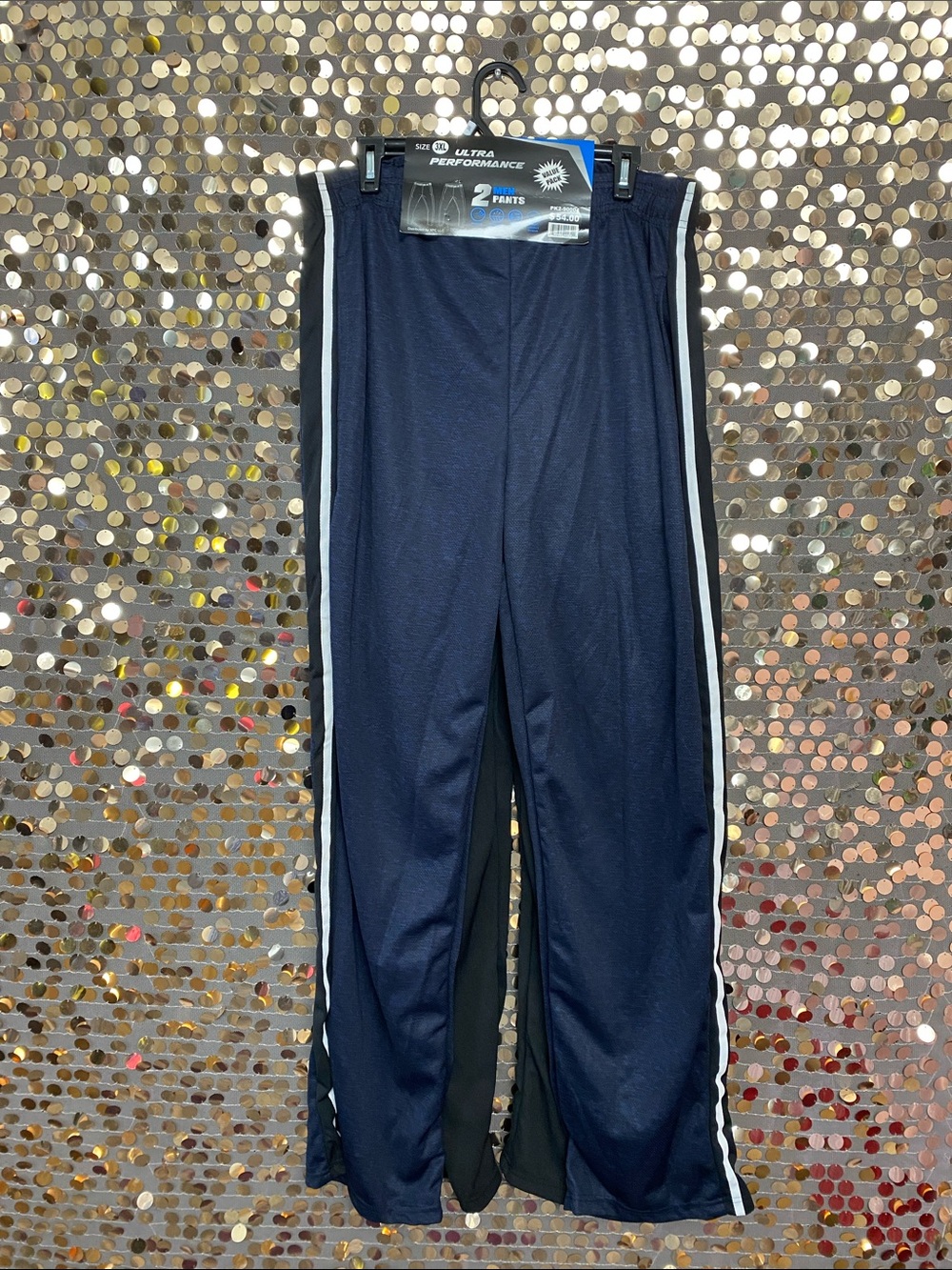 Navy Blue and Black with White Side Stripes 2 Pack Pants #1602